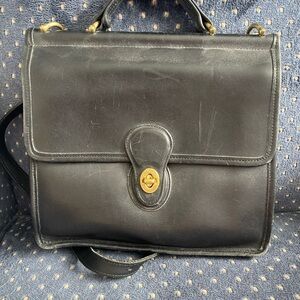 Coach Classic Black Leather Shoulder Bag
